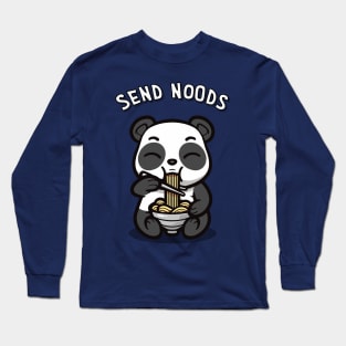 Kawaii Panda Eating Ramen Send Noods Funny Kawaii Panda White Long Sleeve T-Shirt